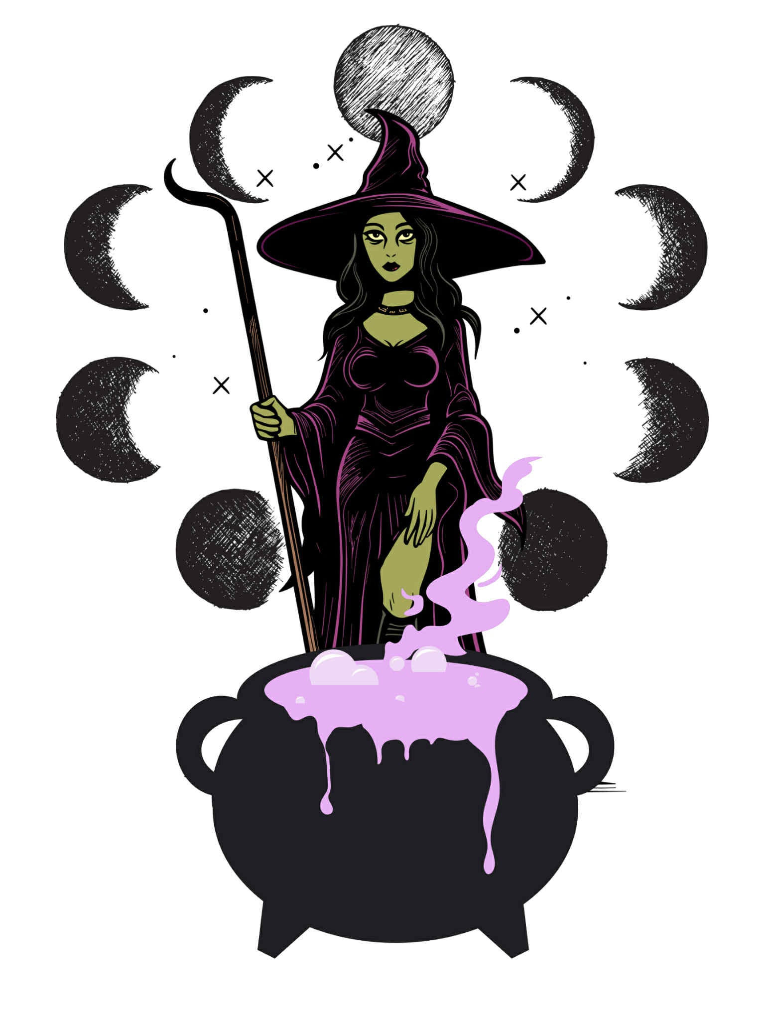 Magic Moon Phase Witch Tee.