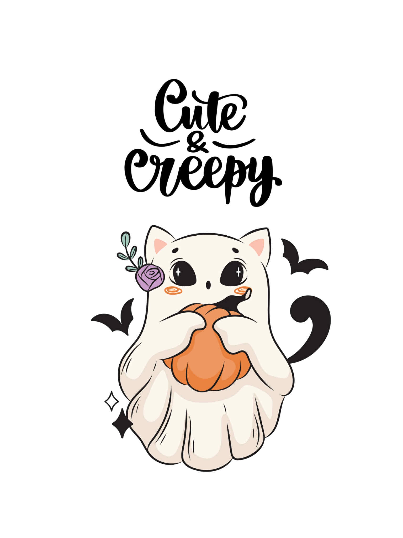 Halloween Ghost Cat cute and creepy Tee